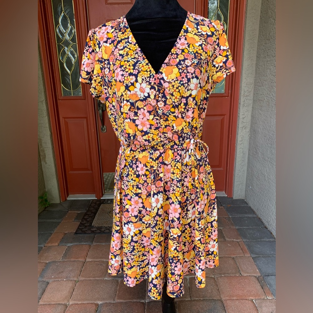 Cottagecore Retro Floral Faux Wrap Dress